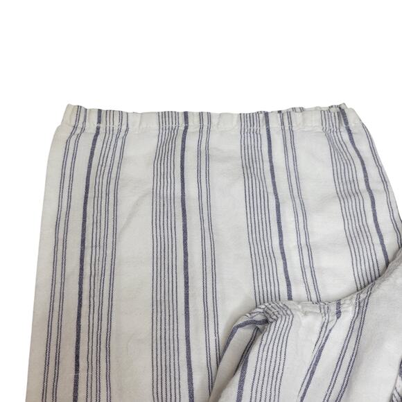Victoria’s Secret Women’s White Blue Striped Drawstring Flax Cotton Pants Size 6 - Picture 4 of 6